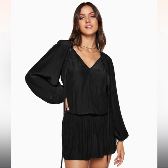 GUC - Ramy Brook Smocked Mini Dress - black size S - Picture 2 of 10